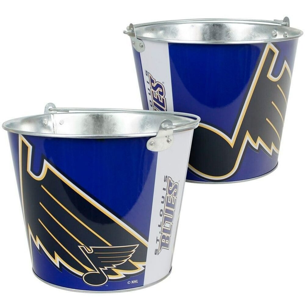 ST LOUIS BLUES Hype Full Wrap Logo Ice Metal Bucket, 5-Quart W/ HANDLE New
